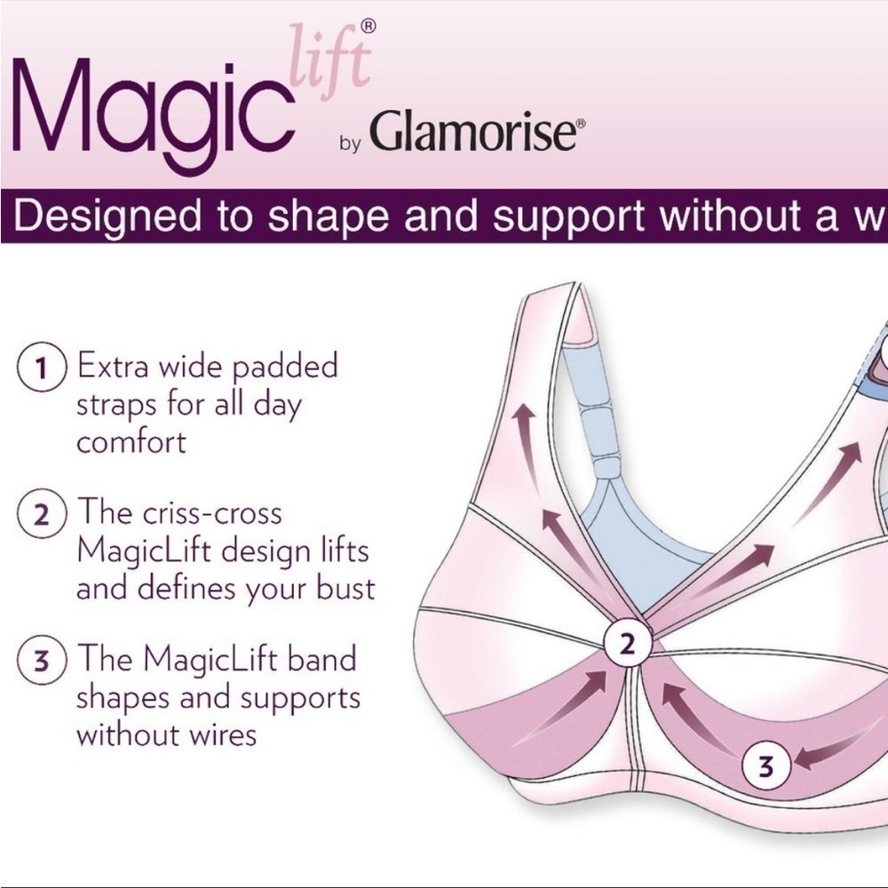 Glamorise magic lift front-Closure wirefree full coverage bra white 48DD US - Picture 4 of 8